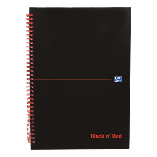 Black n Red Notebook Wirebound 90gsm Ruled Indexed A-Z 140pp A4 Ref 100080232 [Pack 5]