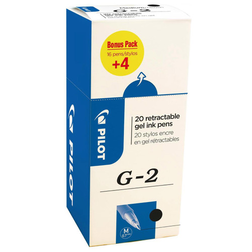 Pilot G207 Gel R/ball Pen Retractable 0.7mm Tip 0.39mm Line Black 3131910516460 [Pack 20] [20 For 16]