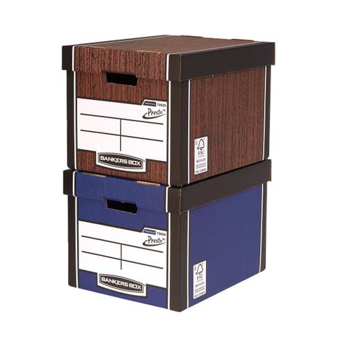 Bankers Box Premium Storage Box Presto Tall Woodgrain FSC Ref 7260503 [Pack 12] [12 for the price of 10]