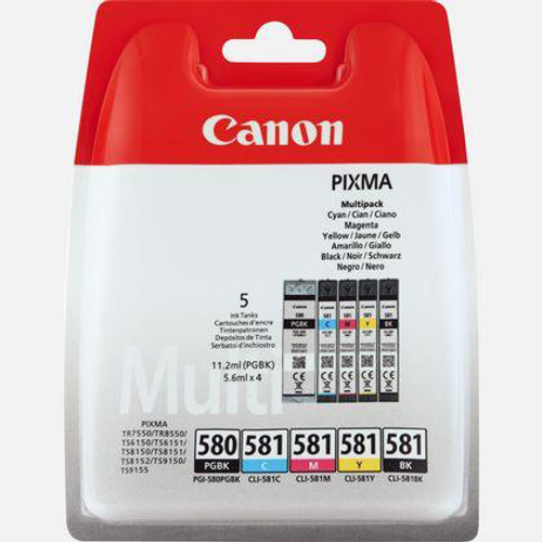 Canon PGI-580/CLI-581 Inkjet Cart C/M/Y 11.2ml/Black 5.6ml Ref 2078C005 [Pack 5]