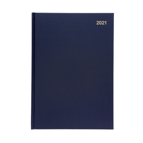 5 Star Office 2021 Diary Day to Page Casebound and Sewn Vinyl Coated Board A4 297x210mm Blue