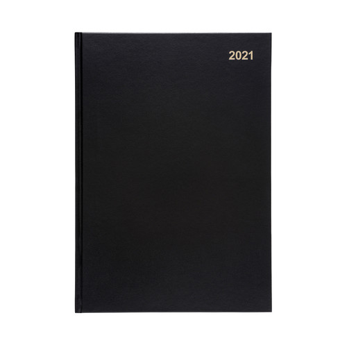 5 Star Office 2021 Diary Week to View Casebound and Sewn Vinyl Coated Board A4 297x210mm Black