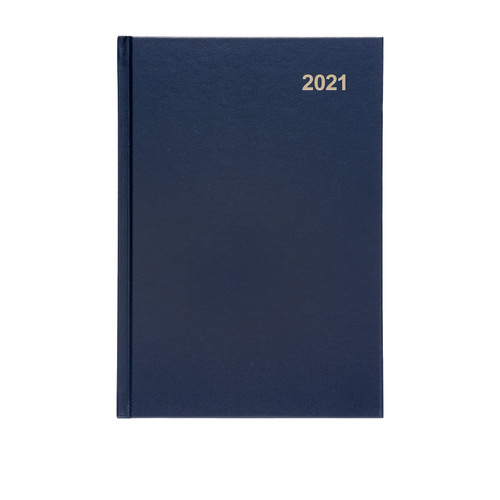 5 Star Office 2021 Diary Day to Page Casebound and Sewn Vinyl Coated Board A5 210x148mm Blue