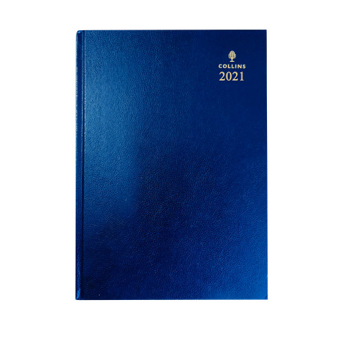 Collins 2021 Desk Diary Week to View Sewn Binding A4 297x210mm Blue Ref 40 Blue 2021