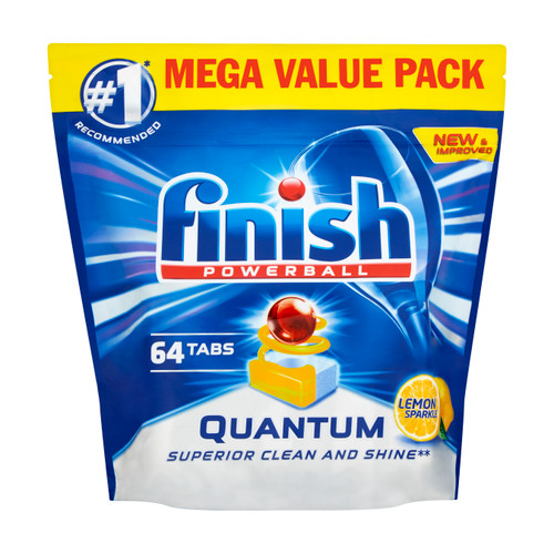 Finish Quantum Dishwasher Powerball Tablets All-in-1 Lemon Ref RB791158 [Pack 64]