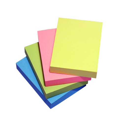 5 Star Respositionable Notes 70gsm 4 Neon Ass Colours Yellow Pink Blue Green 100 Sheets 38x51mm [Pack 12]