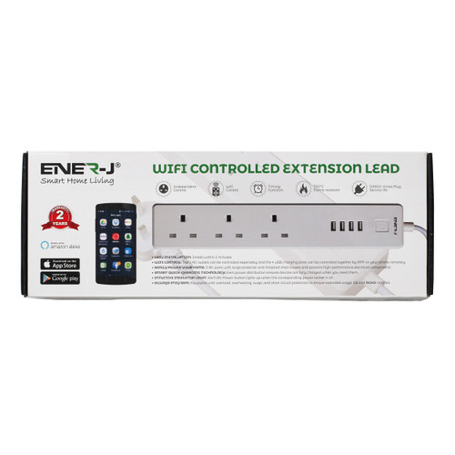 Ener-J WiFi Power Extension Lead 1.8metre With 3 AC Ports And Surge Protector Ref SHA5207