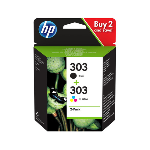 Hewlett Packard 303 Inkjet Cartridge Page Life Black 200pp/Tri-Colour 165pp Ref 3YM92AE [Pack 2]