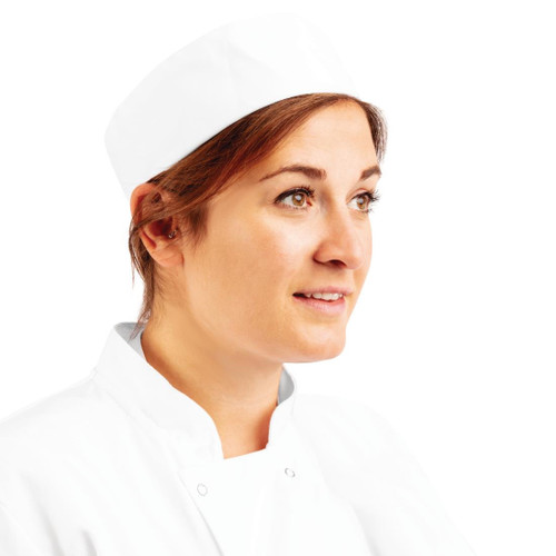 Whites Chefs Unisex Skull Cap Polycotton White - XS