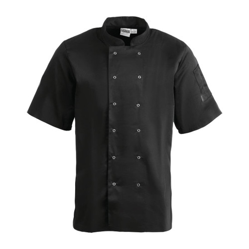 Whites Vegas Unisex Chefs Jacket Short Sleeve Black XS