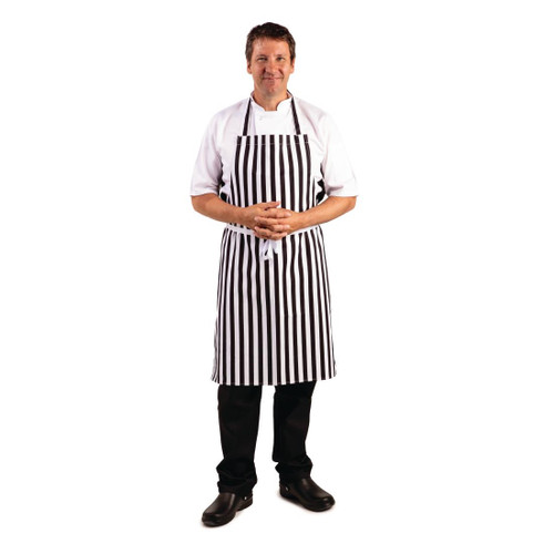 Whites Bib Apron Black And White Stripe