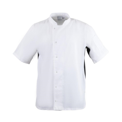 Whites Nevada Unisex Chefs Jacket Short Sleeve Black and White XL