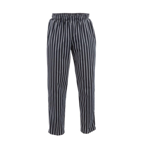Chef Works Designer Baggy Pant Black and White Striped XS