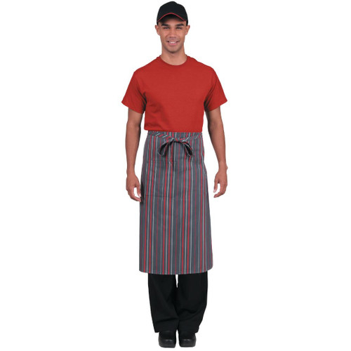 Chef Works Bistro Apron Grey Charcoal Red Stripe