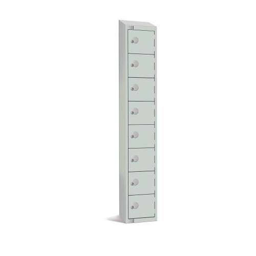 Elite Eight Door Coin Return Locker with Sloping Top Grey