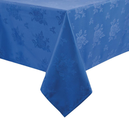 Roslin Polyester Woven Rose Royal Tablecloth Blue 70 x 108in