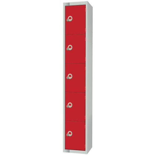 Elite Five Door Padlock Locker Red