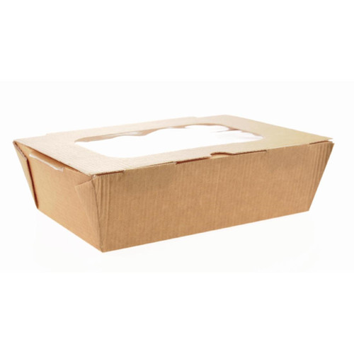 Huhtamaki Recyclable Paperboard Takeaway Boxes With Window Large 1500ml / 52oz (Pack of 180)