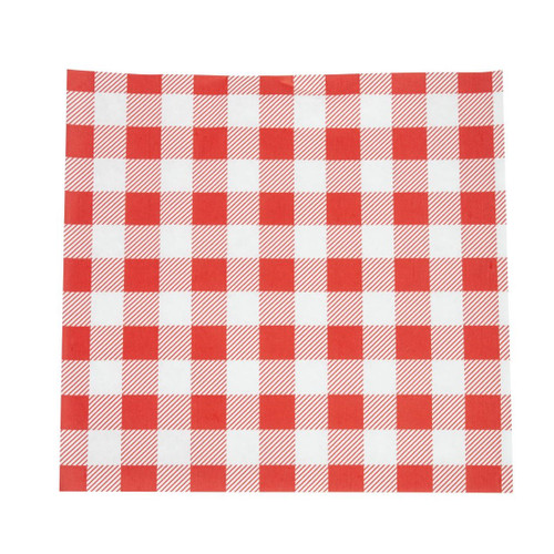 Greaseproof Paper Sheets Red Gingham 250 x 250mm (Pack of 200)