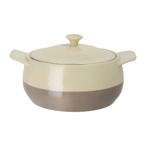 Olympia Cream And Taupe Round Casserole Dish 1.8Ltr