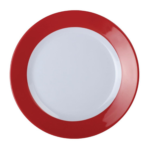 Kristallon Gala Colour Rim Melamine Plate Red 195mm (Pack of 6)