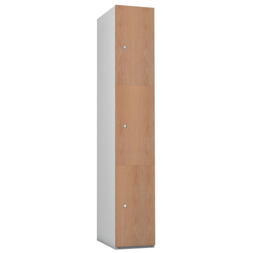 Timberbox Three Door Padlock Locker Oak Finish