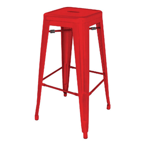 Bolero Bistro Steel High Stool Red (Pack of 4)