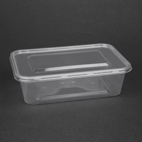 Fiesta Recyclable Plastic Microwavable Containers with Lid Medium 650ml (Pack of 250)