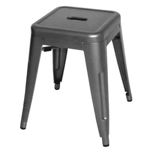 Bolero Bistro Steel Low Stool Gun Metal (Pack Of 4)