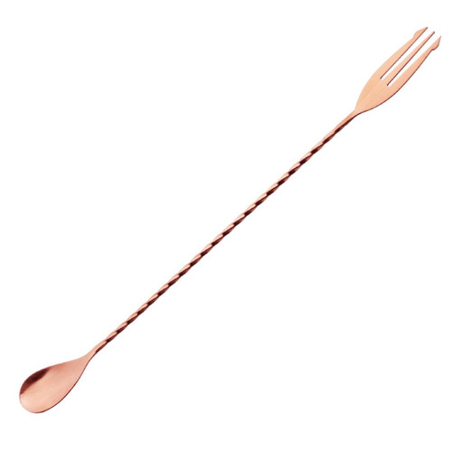 Olympia Cocktail Mixing Spoon with Fork Copper