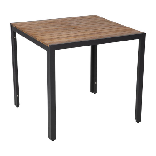 Bolero Square Steel and Acacia Table 800mm