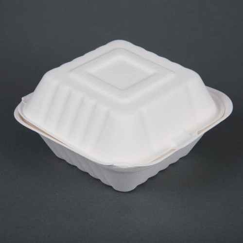 Fiesta Compostable Bagasse Burger Boxes with Side Ridges 152mm (Pack of 500)