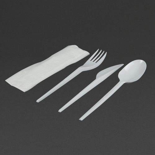 Individually Wrapped Disposable Plastic Cutlery Sets (Pack of 500)