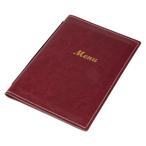 Olympia Faux Leather Menu Cover A5 Burgundy