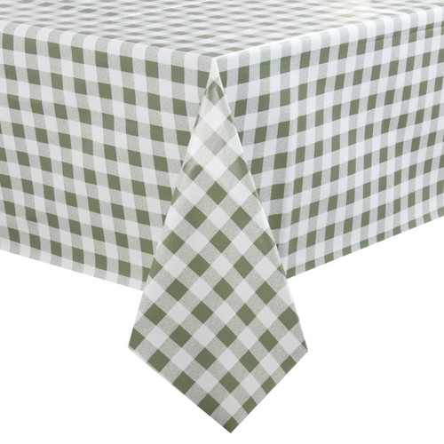 PVC Chequered Tablecloth Green 54in