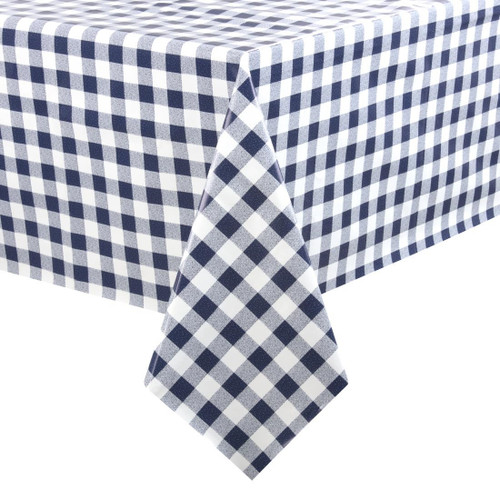 PVC Chequered Tablecloth Blue 54in