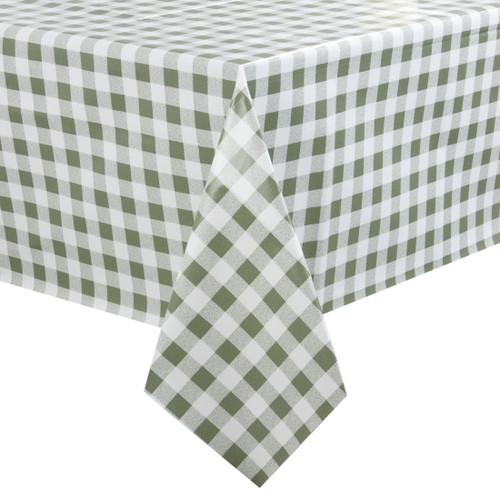 PVC Chequered Tablecloth Green 35in