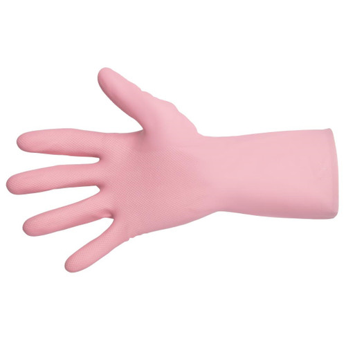 MAPA Vital 115 Liquid-Proof Light-Duty Janitorial Gloves Pink Extra Large