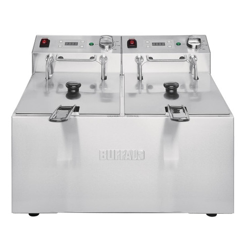 Buffalo Twin Tank Twin Basket 2x5Ltr Countertop Fryer with Timers 2x2.8kW