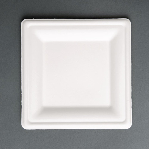 Fiesta Compostable Bagasse Square Plates 159mm (Pack of 50)