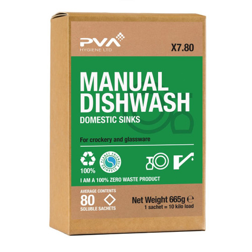 PVA Hygiene Manual Dishwash Detergent Soluble Sachets (80 Sachets)