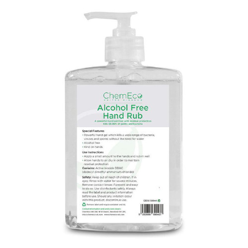 ChemEco Unperfumed Liquid Alcohol-Free Hand Sanitiser 500ml