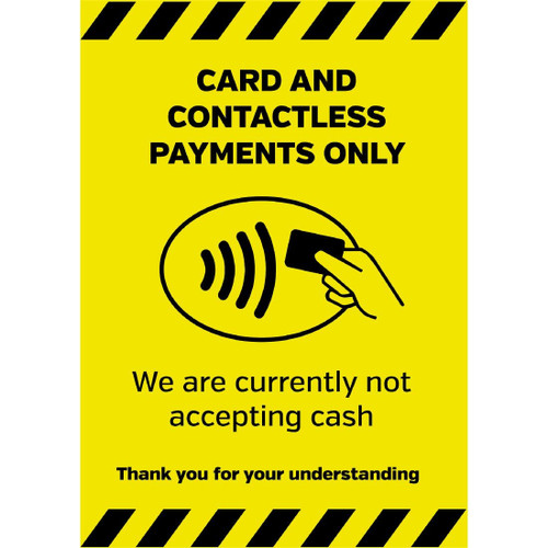 Currently Not Accepting Cash Sign A5 Self-Adhesive