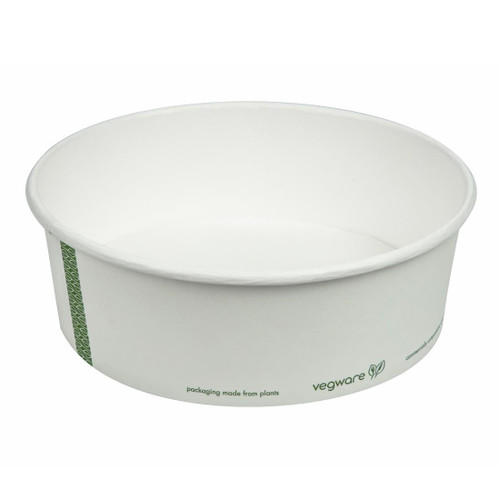 Vegware 185-Series Compostable Bon Appetit Wide PLA-lined Paper Food Bowls 32oz (Pack of 300)