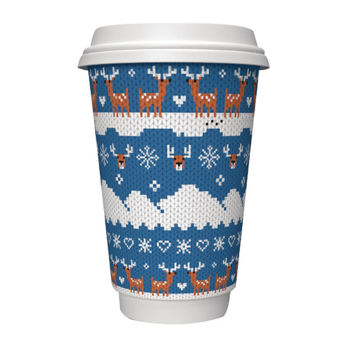 Vegware Compostable Christmas Coffee Cups Double Wall 455ml / 16oz (Pack of 500)
