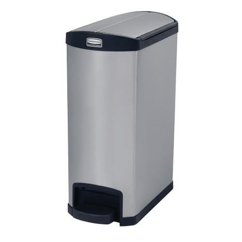 Rubbermaid Slim Jim End Step on Pedal Bin Stainless Steel 50Ltr