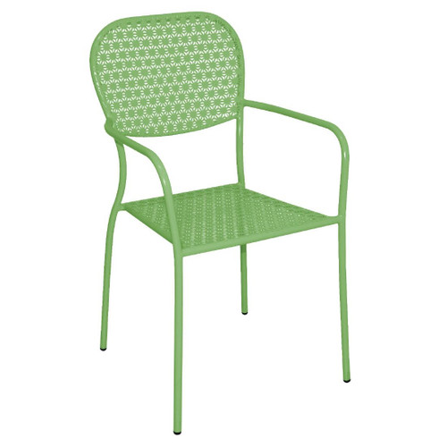 Bolero Steel Patterned Bistro Armchairs Green (Pack of 4)