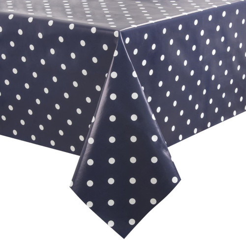 PVC Polka Dot Tablecloth Blue 54in