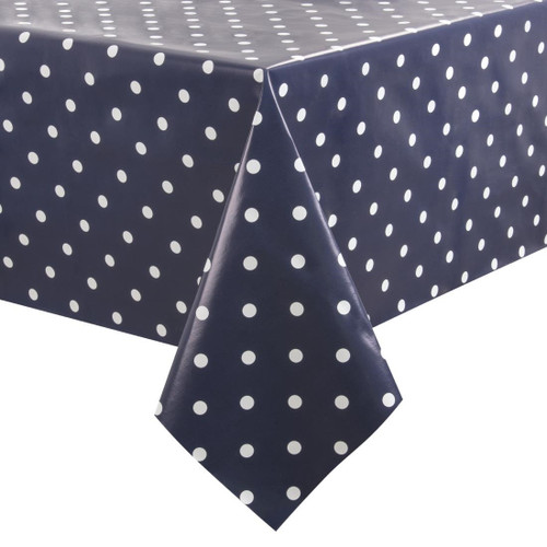 PVC Polka Dot Tablecloth Blue 54 x 70in