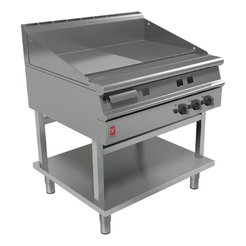 Falcon Dominator Plus 900mm Wide Half Ribbed Natural Gas Griddle on Fixed Stand G3941R